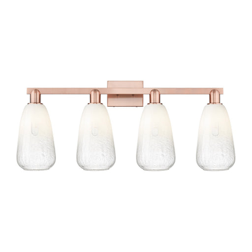 Innovations Brookhaven Almond 33in 4-Light Bath Vanity Light | Industrial Antique Copper Steel and Opal Glass | Bathroom Vanity | Model 716-4W-AC-G480-6OP
