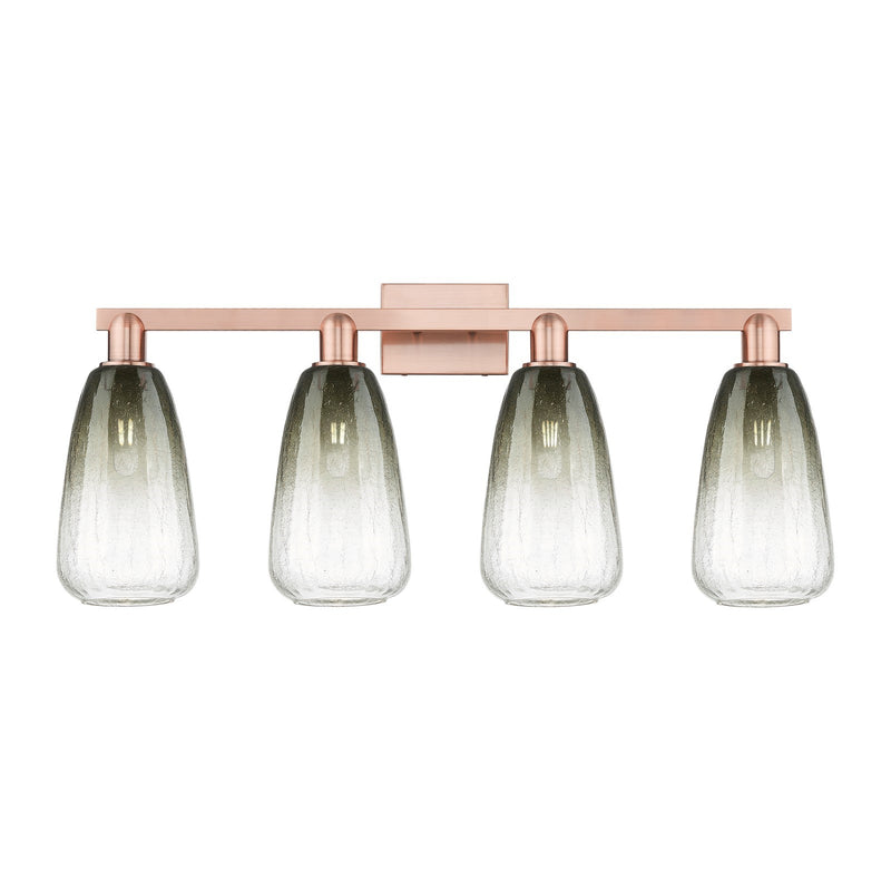Innovations Brookhaven Almond 33in 4-Light Bath Vanity | Industrial Antique Copper Steel and Slate Glass | Bathroom Vanity | Model 716-4W-AC-G480-6SL