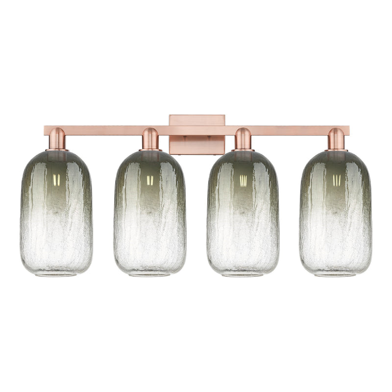 Innovations Brookhaven Cloche 34in 4-Light Bath Vanity | Industrial Antique Copper Steel and Slate Glass | Bathroom Vanity | Model 716-4W-AC-G482-7SL