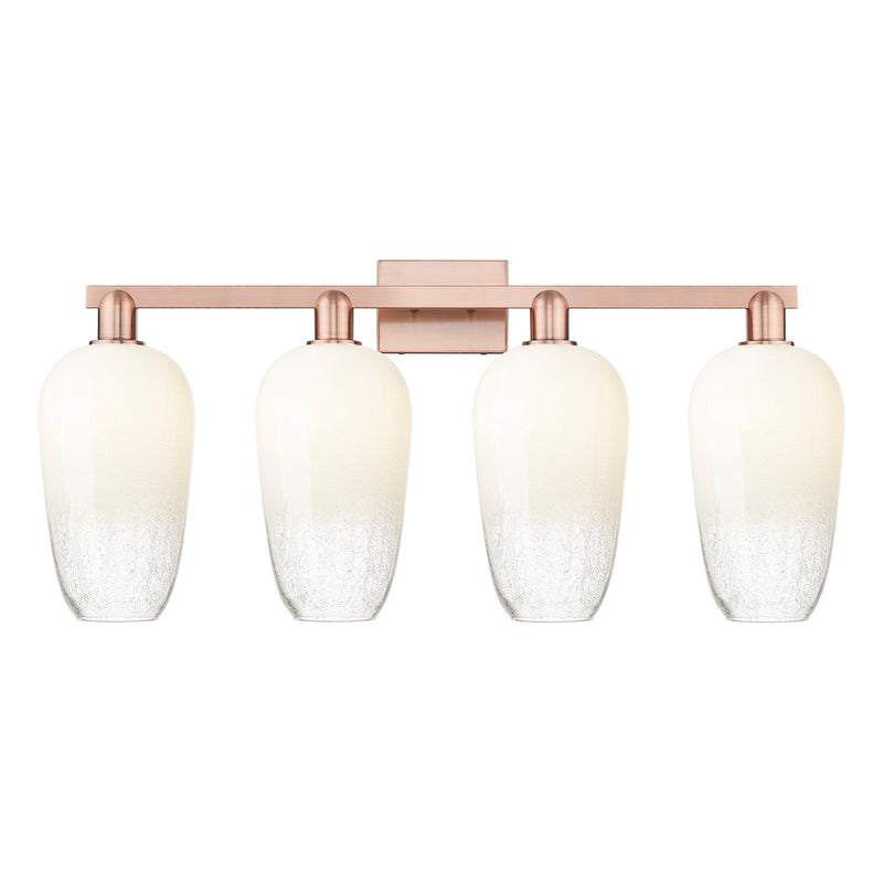 Innovations Brookhaven Flute 34in 4-Light Bath Vanity | Industrial Antique Copper Steel and Opal Glass | Bathroom Vanity & | Model 716-4W-AC-G484-7OP