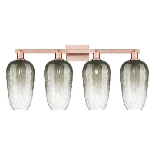 Innovations Brookhaven Flute 34in 4-Light Bath Vanity Light | Industrial Antique Copper Steel and Slate Glass | Damp Rated | Model 716-4W-AC-G484-7SL