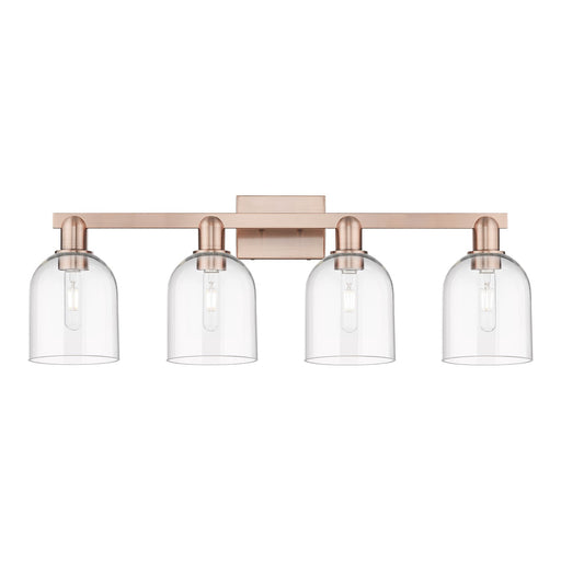 Innovations Bella 33in 4-Light Bath Vanity Light | Industrial Antique Copper and Clear Glass | Bathroom Vanity | Model 716-4W-AC-G558-6CL