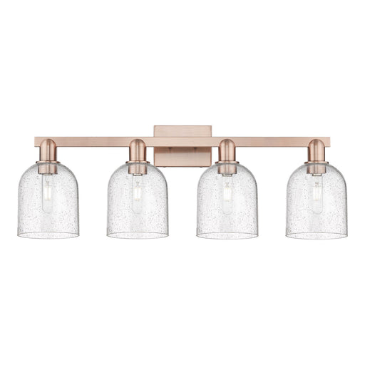 Innovations Bella 33in 4-Light Bath Vanity | Industrial Antique Copper Steel and Seedy Glass | Bathroom Vanity Light | Model 716-4W-AC-G558-6SDY