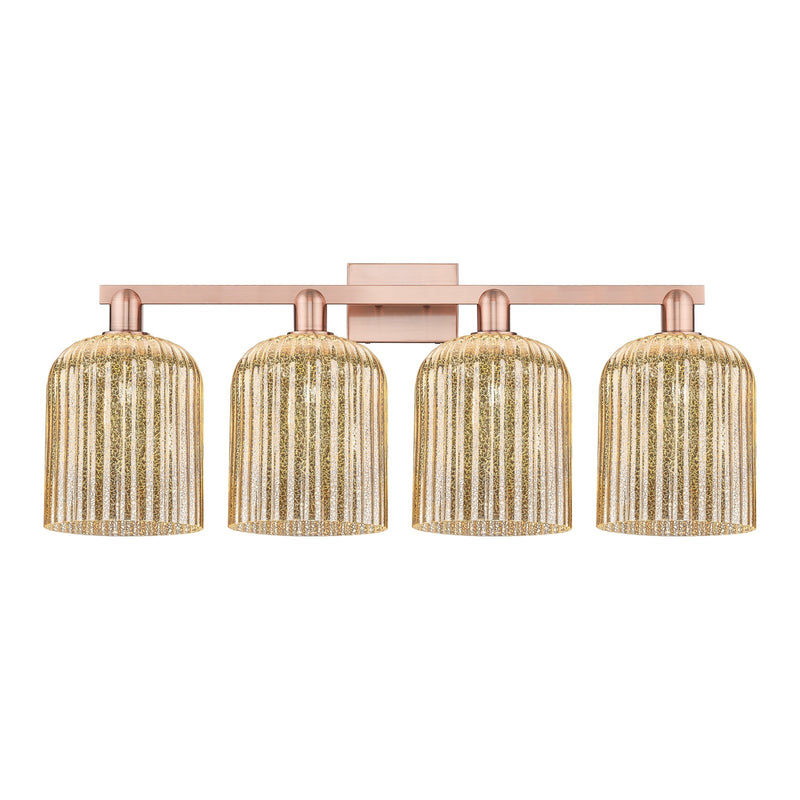 Innovations Bridal Veil 35in 4-Light Bath Vanity | Industrial Antique Copper Steel and Mercury Ribbed Glass | Bathroom Vanity & | Model 716-4W-AC-G559-8ME