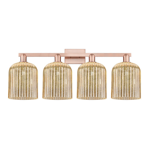 Innovations Bridal Veil 35in 4-Light Bath Vanity | Industrial Antique Copper Steel and Mercury Ribbed Glass | Bathroom Vanity & | Model 716-4W-AC-G559-8ME