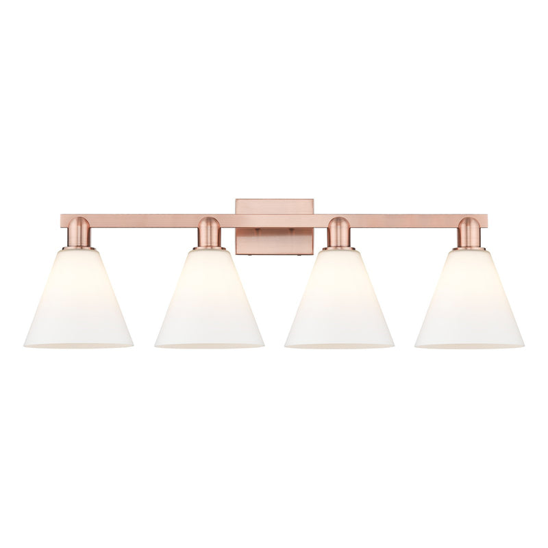 Innovations Berkshire Glass 35in 4-Light Bath Vanity Light | Industrial Antique Copper and Matte White Glass | Bathroom Vanity & | Model 716-4W-AC-GBC-81