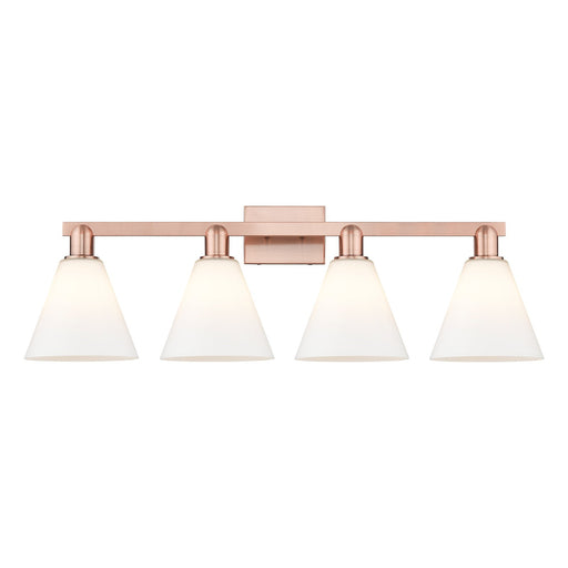 Innovations Berkshire Glass 35in 4-Light Bath Vanity Light | Industrial Antique Copper and Matte White Glass | Bathroom Vanity & | Model 716-4W-AC-GBC-81