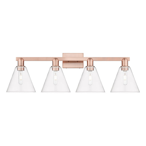 Innovations Berkshire Glass 35in 4-Light Bath Vanity | Industrial Antique Copper Steel and Clear Glass | Bathroom Vanity & Powder | Model 716-4W-AC-GBC-82