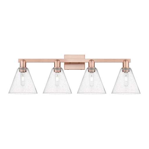 Innovations Berkshire Glass 35in 4-Light Bath Vanity Light | Industrial Antique Copper Steel and Seedy Glass | Bathroom & Powder | Model 716-4W-AC-GBC-84