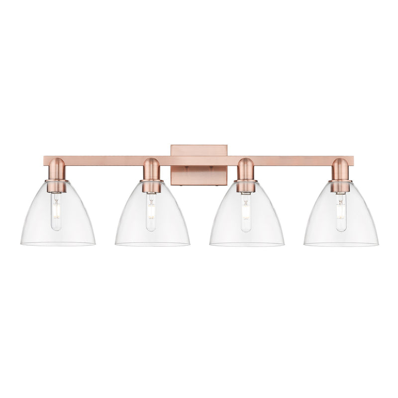 Innovations Bristol 34.5in 4-Light Bath Vanity | Industrial Modern Antique Copper Steel and Clear Glass | Bathroom Vanity Light | Model 716-4W-AC-GBD-752