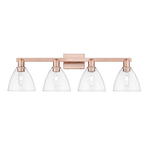 Innovations Bristol 34.5in 4-Light Bath Vanity | Industrial Modern Antique Copper Steel and Clear Glass | Bathroom Vanity Light | Model 716-4W-AC-GBD-752