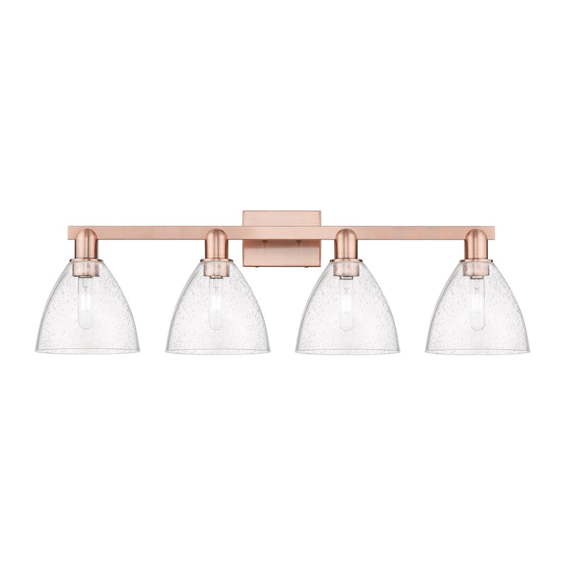 Innovations Bristol 34.5in 4-Light Bath Vanity | Industrial Antique Copper Steel and Seedy Glass | Bathroom Vanity Light | Model 716-4W-AC-GBD-754