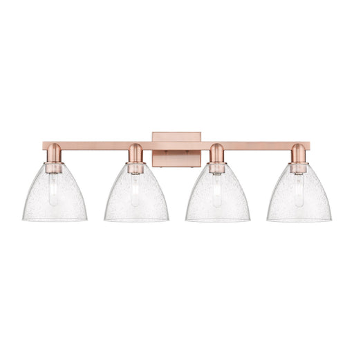 Innovations Bristol 34.5in 4-Light Bath Vanity | Industrial Antique Copper Steel and Seedy Glass | Bathroom Vanity Light | Model 716-4W-AC-GBD-754