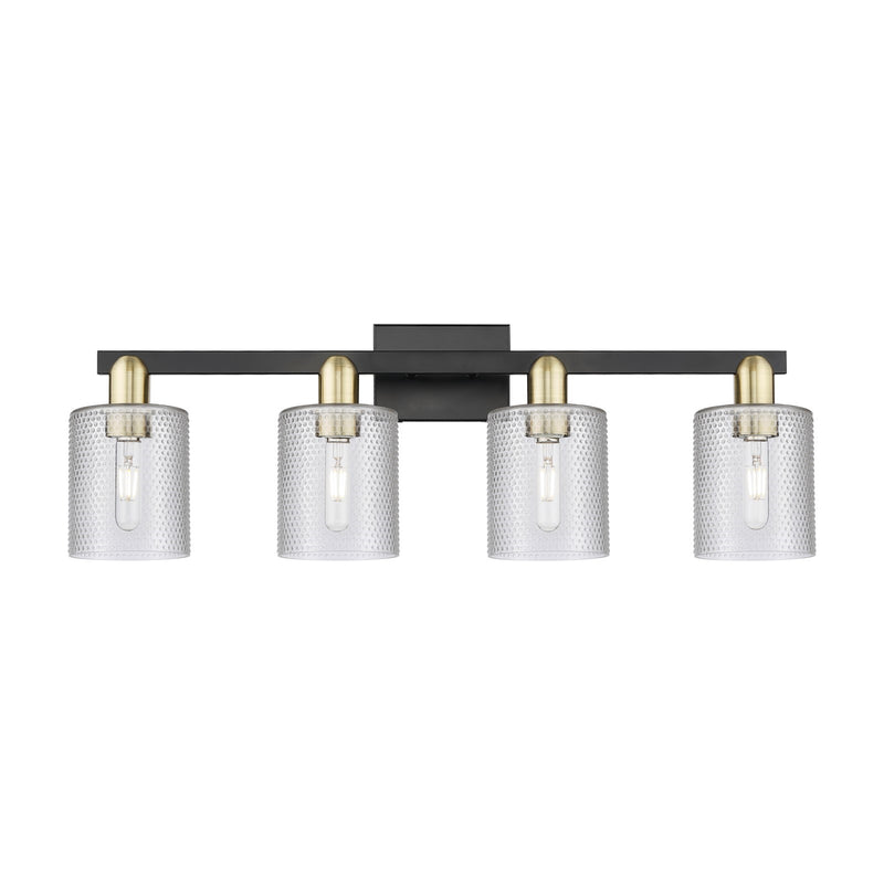 Innovations Cobbleskill 32in 4-Light Bath Vanity Light | Industrial Black Antique Brass and Clear Glass | Bathroom Vanity | Model 716-4W-BAB-G112