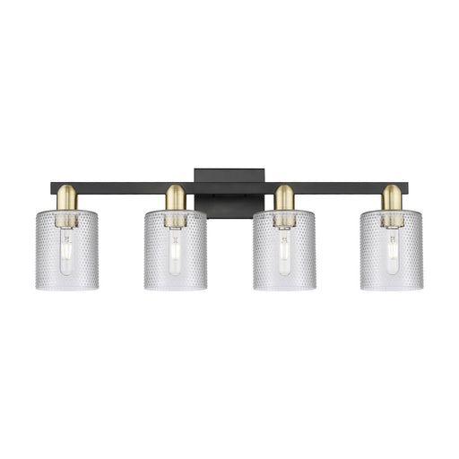 Innovations Cobbleskill 32in 4-Light Bath Vanity Light | Industrial Black Antique Brass and Clear Glass | Bathroom Vanity | Model 716-4W-BAB-G112