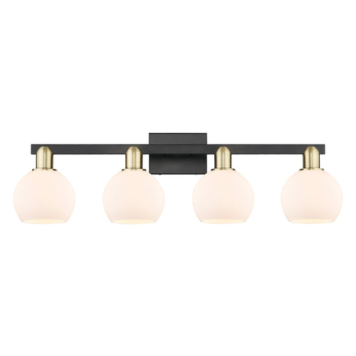 Innovations Athens 33in 4-Light Bath Vanity Light | Industrial Black Antique Brass and Matte White Glass | Bathroom Vanity | Model 716-4W-BAB-G121-6
