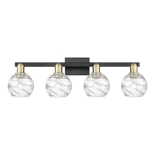 Innovations Athens Deco Swirl 36in 4-Light Bath Vanity Light | Industrial Black Antique Brass and Clear Glass | Bathroom | Model 716-4W-BAB-G1213-6CL