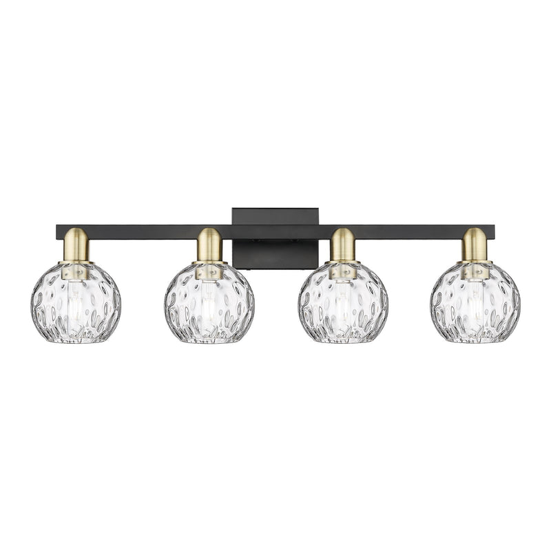 Innovations Athens Water Glass 33in 4-Light Bath Vanity Light | Industrial Black Antique Brass Steel and Clear Glass | Bathroom | Model 716-4W-BAB-G1215-6