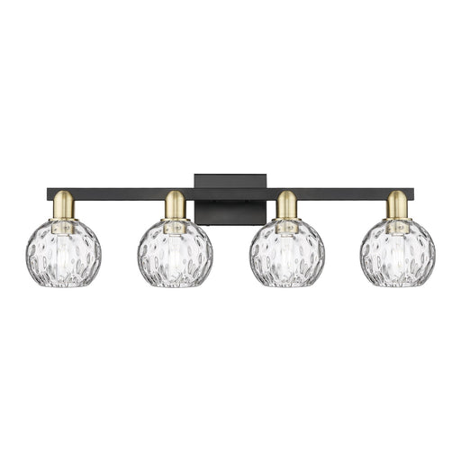 Innovations Athens Water Glass 33in 4-Light Bath Vanity Light | Industrial Black Antique Brass Steel and Clear Glass | Bathroom | Model 716-4W-BAB-G1215-6