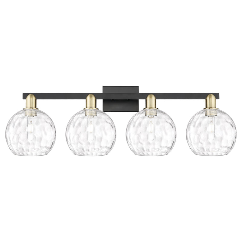 Innovations Athens Water Glass 35in 4-Light Bath Vanity Light | Industrial Black Antique Brass and Clear Glass | Bathroom | Model 716-4W-BAB-G1215-8