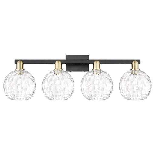 Innovations Athens Water Glass 35in 4-Light Bath Vanity Light | Industrial Black Antique Brass and Clear Glass | Bathroom | Model 716-4W-BAB-G1215-8