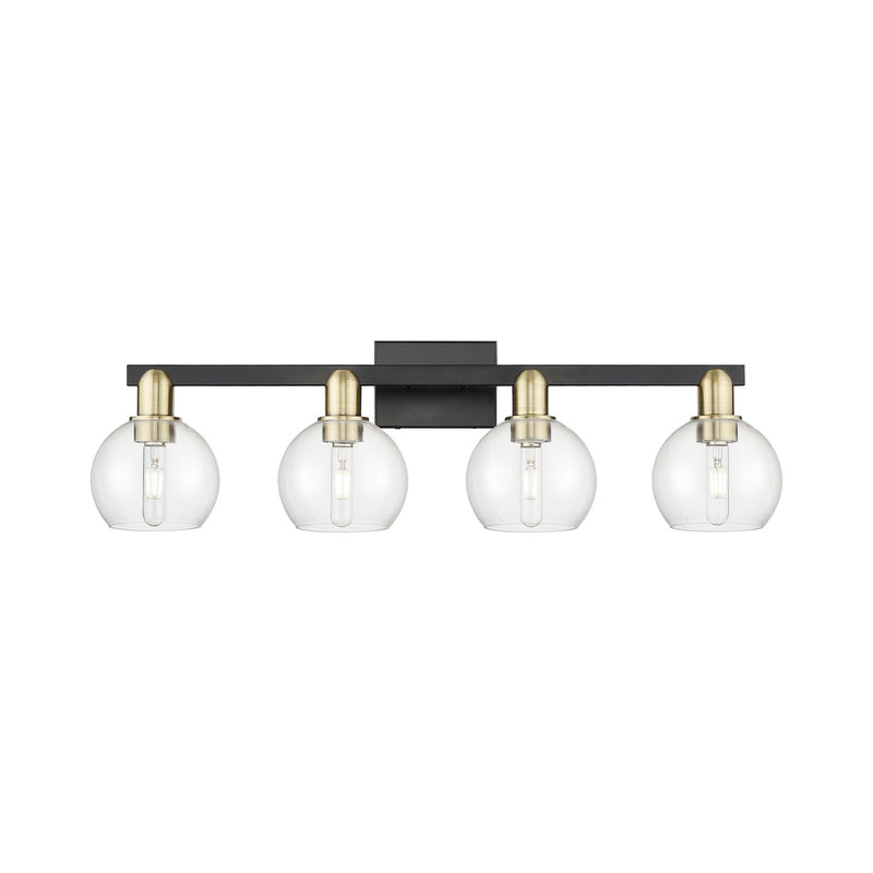 Innovations Athens 33in 4-Light Bath Vanity Light | Industrial Black Antique Brass and Clear Glass | Bathroom Vanity | Model 716-4W-BAB-G122-6