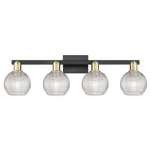 Innovations Athens 33in 4-Light Bath Vanity Light | Industrial Black Antique Brass and Clear Basket Weave Glass | Bathroom | Model 716-4W-BAB-G122C-6CL