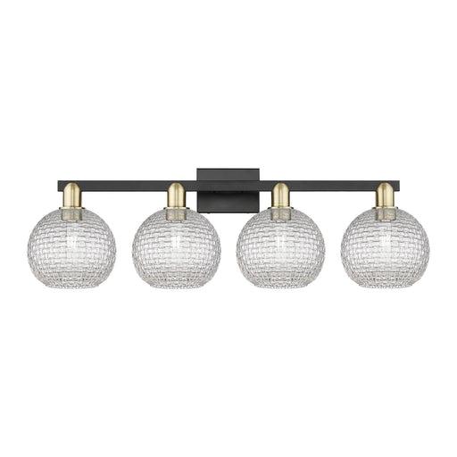 Innovations Athens 35in 4-Light Bath Vanity Light | Industrial Black Antique Brass and Clear Basket Weave Glass | Bathroom | Model 716-4W-BAB-G122C-8CL