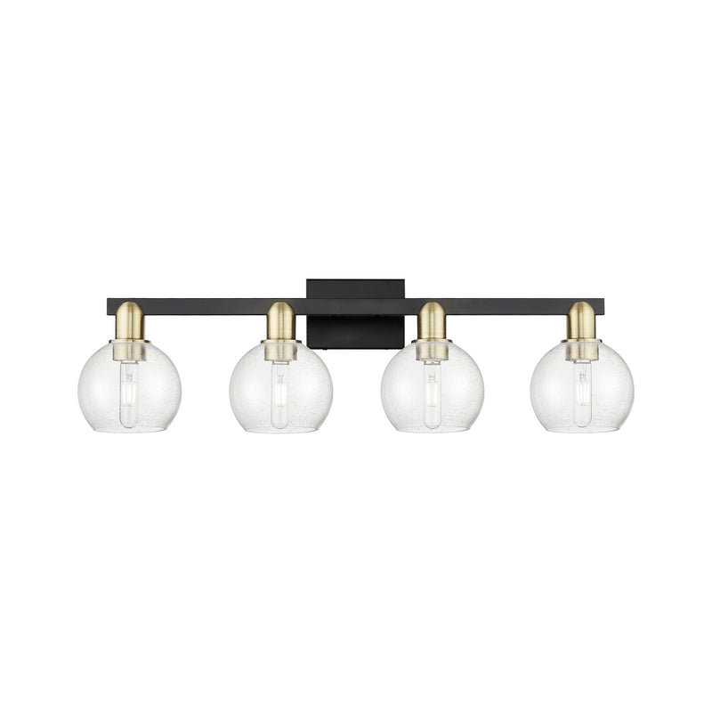 Innovations Athens 33in 4-Light Bath Vanity Light | Industrial Black Antique Brass and Seedy Glass | Bathroom Vanity | Model 716-4W-BAB-G124-6