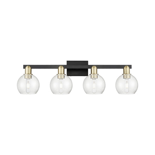 Innovations Athens 33in 4-Light Bath Vanity Light | Industrial Black Antique Brass and Seedy Glass | Bathroom Vanity | Model 716-4W-BAB-G124-6