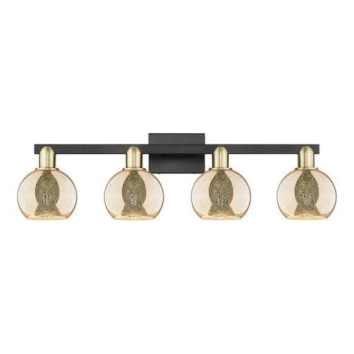 Innovations Athens 33in 4-Light Bath Vanity Light | Industrial Black Antique Brass and Mercury Glass | Bathroom Vanity | Model 716-4W-BAB-G128-6