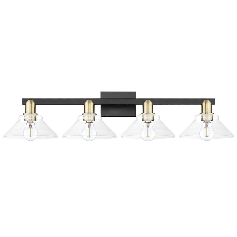 Innovations Orwell 35in 4-Light Bath Vanity | Industrial Black Antique Brass and Clear Glass | Bathroom Vanity Light | Model 716-4W-BAB-G132