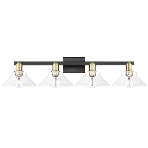 Innovations Orwell 35in 4-Light Bath Vanity | Industrial Black Antique Brass and Clear Glass | Bathroom Vanity Light | Model 716-4W-BAB-G132