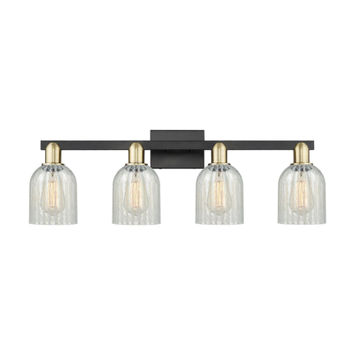 Innovations Caledonia 32in 4-Light Bath Vanity | Industrial Black Antique Brass and Mouchette Glass | Bathroom Vanity Light | Model 716-4W-BAB-G2511