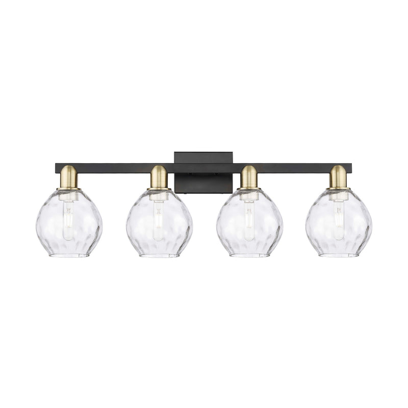 Innovations Waverly 33in 4-Light Bath Vanity Light | Industrial Black Antique Brass and Clear Glass | Bathroom Vanity | Model 716-4W-BAB-G362