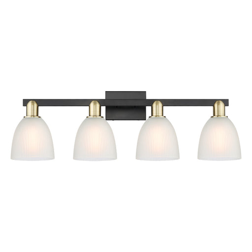 Innovations Castile 33in 4-Light Bath Vanity Light | Industrial Black Antique Brass and White Glass | Bathroom Vanity | Model 716-4W-BAB-G381