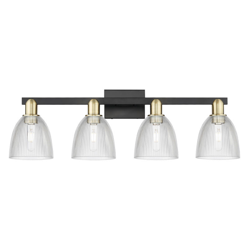 Innovations Castile 33in 4-Light Bath Vanity Light | Industrial Black Antique Brass and Clear Glass | Bathroom Vanity | Model 716-4W-BAB-G382