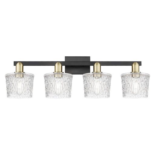 Innovations Niagara 34in 4-Light Bath Vanity | Industrial Black Antique Brass and Clear Glass | Bathroom Vanity Light | Model 716-4W-BAB-G402
