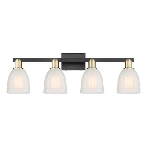 Innovations Brookfield 33in 4-Light Bath Vanity Light | Industrial Black Antique Brass and White Frosted Glass | Bathroom Vanity | Model 716-4W-BAB-G441