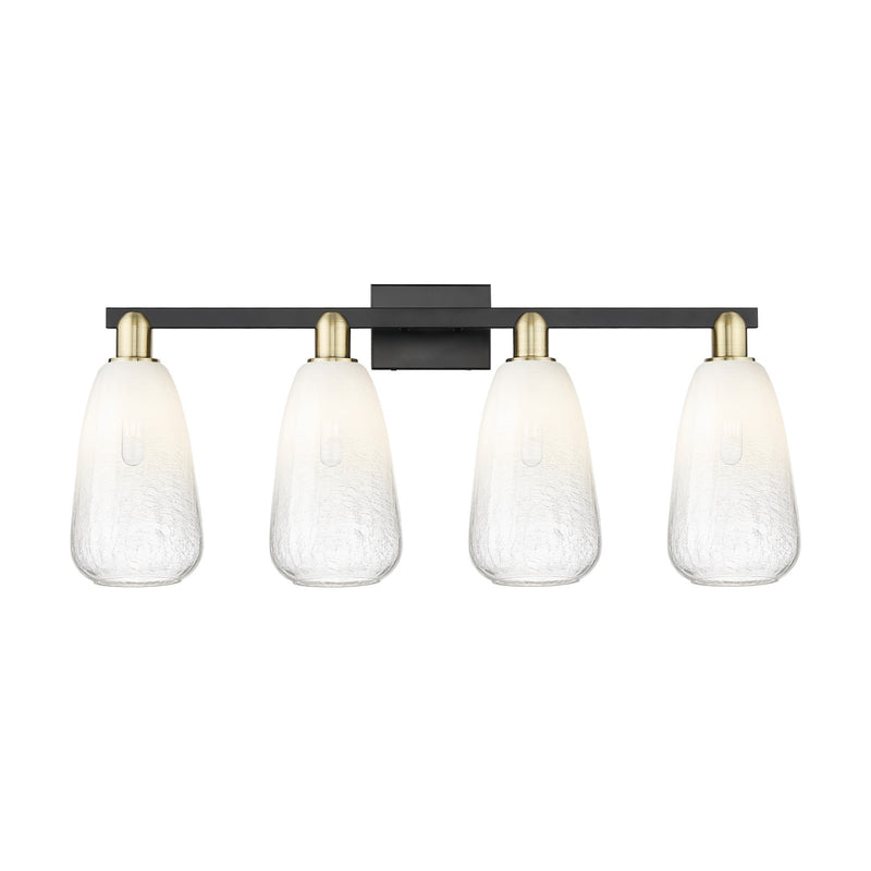 Innovations Brookhaven Almond 33in 4-Light Bath Vanity Light | Industrial Black Antique Brass and Opal Glass | Bathroom Vanity | Model 716-4W-BAB-G480-6OP