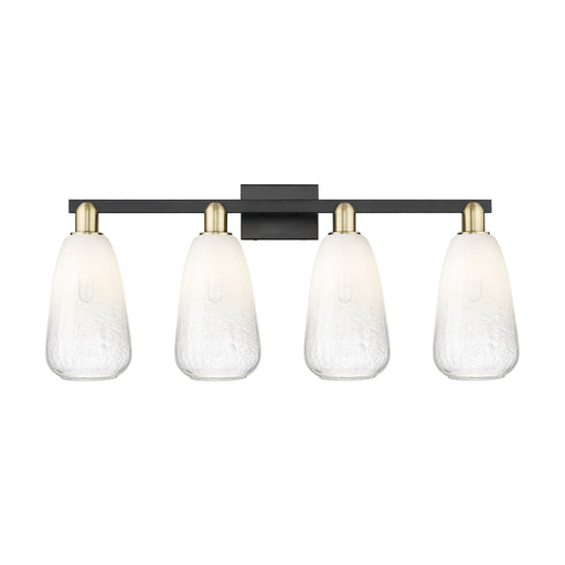 Innovations Brookhaven Almond 33in 4-Light Bath Vanity Light | Industrial Black Antique Brass and Opal Glass | Bathroom Vanity | Model 716-4W-BAB-G480-6OP