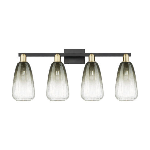 Innovations Brookhaven Almond 33in 4-Light Bath Vanity Light | Industrial Black Antique Brass and Slate Glass | Bathroom | Model 716-4W-BAB-G480-6SL
