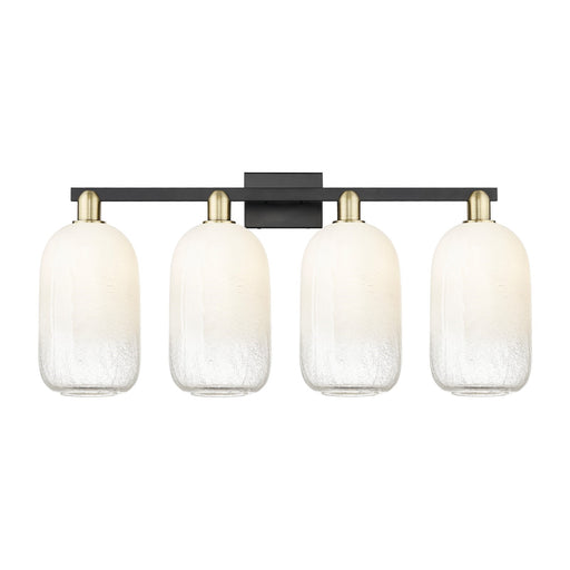 Innovations Brookhaven Cloche 34in 4-Light Bath Vanity Light | Industrial Black Antique Brass and Opal Glass | Bathroom Vanity | Model 716-4W-BAB-G482-7OP