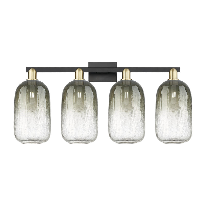 Innovations Brookhaven Cloche 34in 4-Light Bath Vanity Light | Industrial Black Antique Brass and Slate Glass | Bathroom | Model 716-4W-BAB-G482-7SL