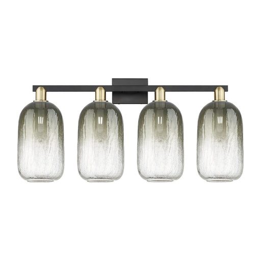 Innovations Brookhaven Cloche 34in 4-Light Bath Vanity Light | Industrial Black Antique Brass and Slate Glass | Bathroom | Model 716-4W-BAB-G482-7SL