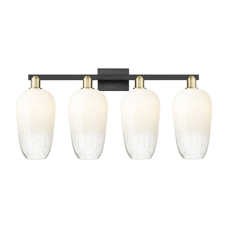 Innovations Brookhaven Flute 34in 4-Light Bath Vanity Light | Industrial Black Antique Brass and Opal Glass | Bathroom Vanity | Model 716-4W-BAB-G484-7OP