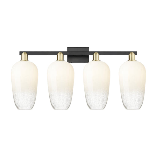 Innovations Brookhaven Flute 34in 4-Light Bath Vanity Light | Industrial Black Antique Brass and Opal Glass | Bathroom Vanity | Model 716-4W-BAB-G484-7OP