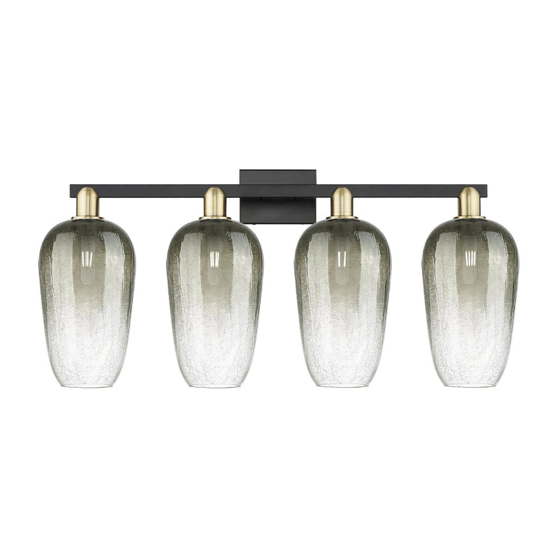 Innovations Brookhaven Flute 34in 4-Light Bath Vanity Light | Industrial Black Antique Brass Steel and Slate Glass | Bathroom | Model 716-4W-BAB-G484-7SL
