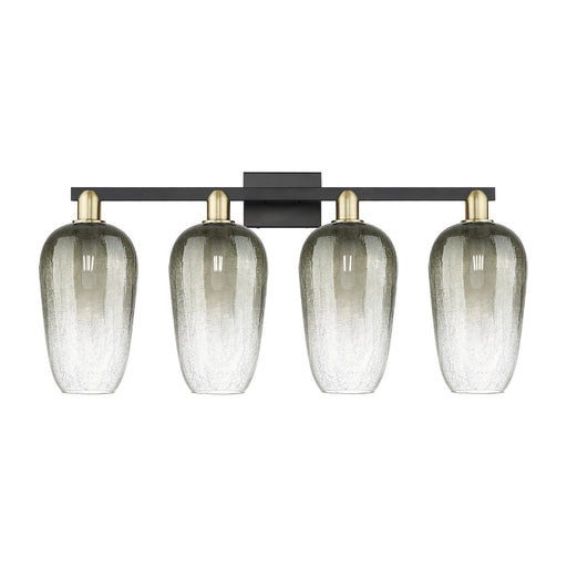 Innovations Brookhaven Flute 34in 4-Light Bath Vanity Light | Industrial Black Antique Brass Steel and Slate Glass | Bathroom | Model 716-4W-BAB-G484-7SL