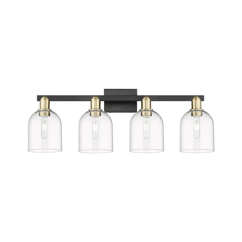 Innovations Bella 33in 4-Light Bath Vanity Light | Industrial Black Antique Brass and Clear Glass | Bathroom Vanity | Model 716-4W-BAB-G558-6CL